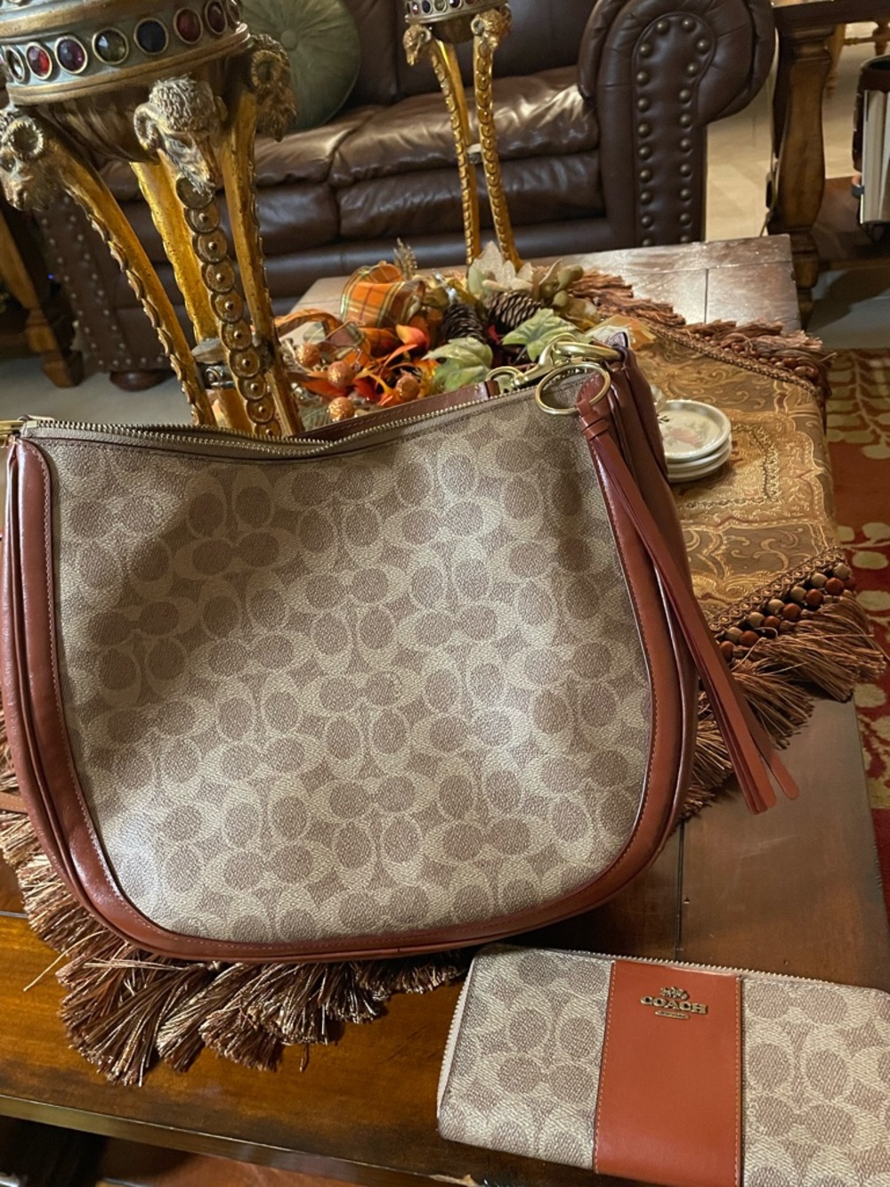 Coach Sutton Signature Tan and Brown Shoulder hobo Bag used Pristine Condition - Picture 8 of 16